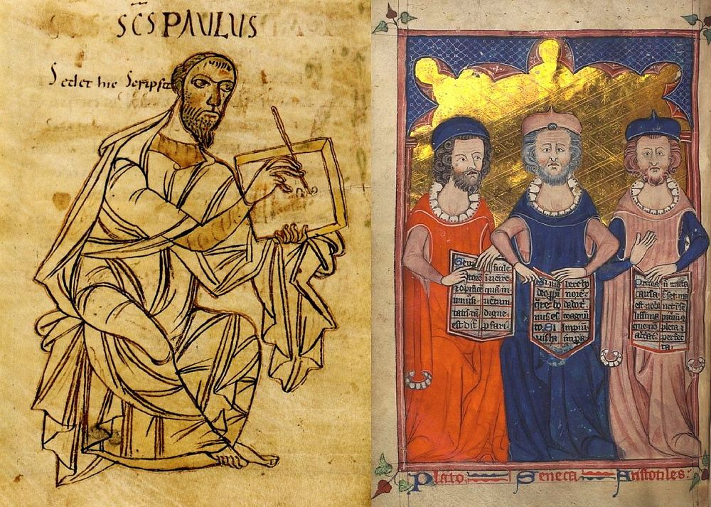 Briefschreibender Paulus und Seneca zwischen Platon und Aristoteles