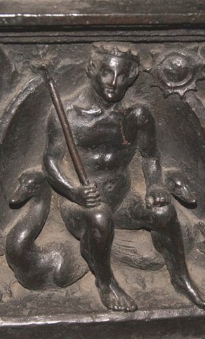 Gott Apollo zwischen zwei Schwänen